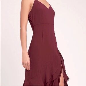 Lulu’s Burgundy High Low Ruffle Dress 1XL